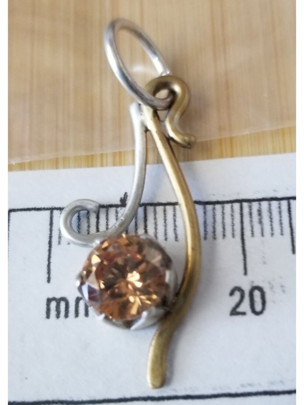 Pendant Champagne Lab Diamond  Silver 3  gr 15 ct 40 mm x 20 mm  Stone  Jerry Fr